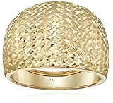 14k Yellow Gold Italian Bold Diamond-Cut Dome Band Ring, Size 7