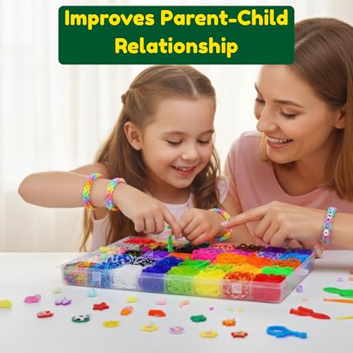 Loomartic 6000+Elastic Rubber Loom Bands Kit Premium Quality Loom Bands Kits for Girls in 20 Multi Colors with Bracelet Beads for Friendship Bracelet Making kit for Girls and Birthday Gifts for Kids