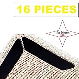 Rug Grippers Ultra 16 pieces Ultra Strength Anti-Curling Rug Gripper. Anti-Slip Straight Carpet Gripper for Corners and Edges - Anti-Slip Rug Pad for Rugs - Ideal For Kitchen And Bathroom