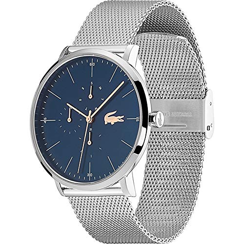Lacoste Reloj Analógico de Cuarzo multifunción para hombre con correa de malla de acero inoxidable plateada – 2011024 - Imagen 3