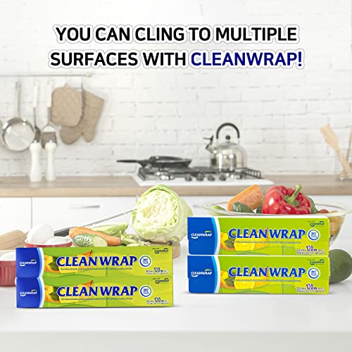 CLEANWRAP Plastic Wrap For Food (8.66in x 393.7ft 3 Pack) Plastic