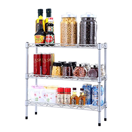BuyHive Wire Shelving Spice Rack Jar Cans Multipurpose Home Kitchen Accessories Organizer Storage Freestanding