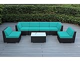 Ohana 7-Piece Outdoor Wicker Patio Furniture Sectional Conversation Set with Weather Resistant Cushions, Turquoise ((PN7037TQ)
