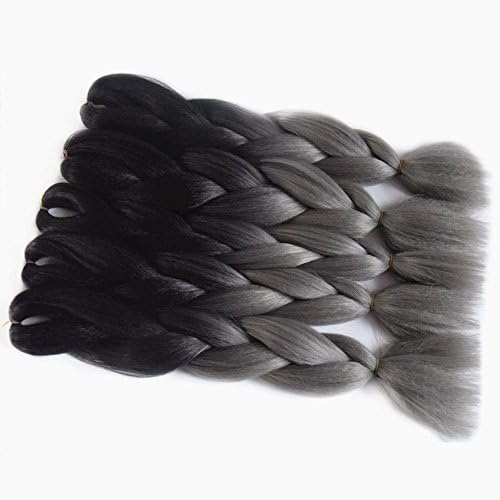 Ombre Braiding Hair Extension Synthetic Kanekalon Jumbo Box Braids Gray Crochet Braiding Hair Bundles