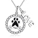 Paw Print Necklace Sterling Silver Puppy Dog Pet Paw Necklace Gifts for Dog Lovers
