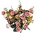 JEDFORE 21 Heads Artificial Silk Rose Dried Flowers Flower Arrangement Fake Bouquet Wedding Home Floral Decor - Pack of 2 (Pink)