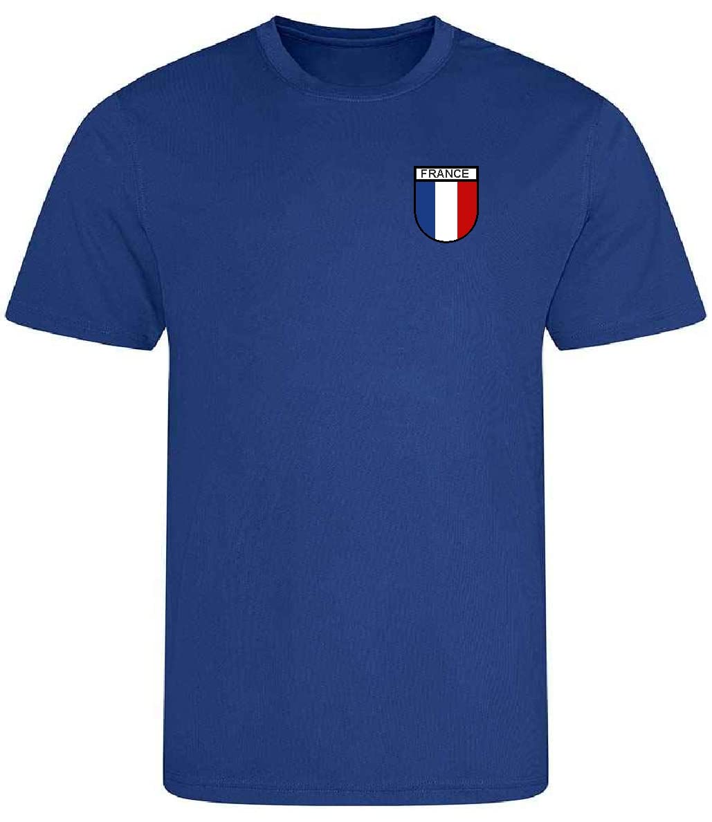 French France Printed Supporters Unisex Mens Womans T-Shirt for World Cup Football Euros Rugby Non Official (Blue, Small)