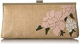 Calvin Klein Straw Embroidered Floral Clutch, Natural