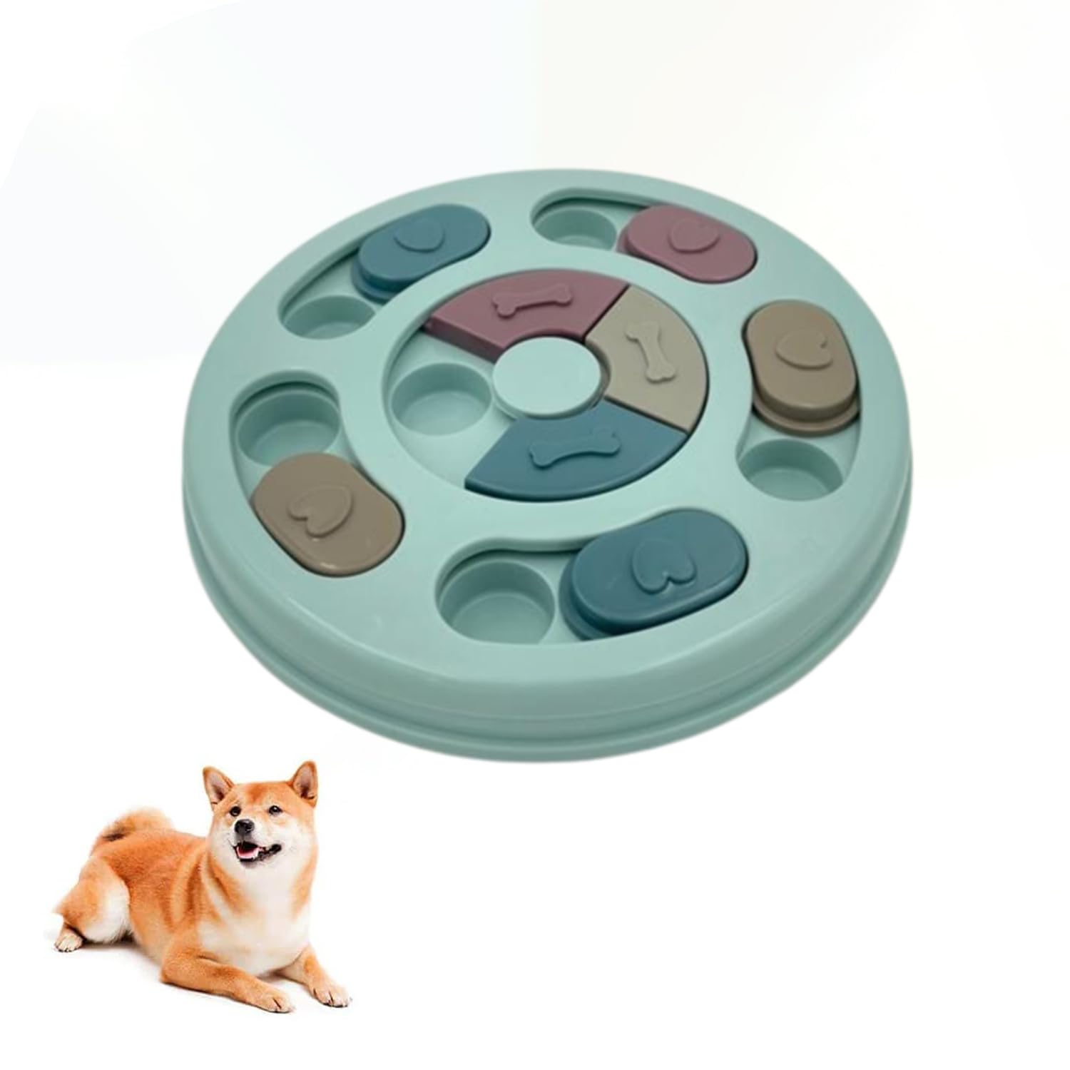 Interactive Pet Treat Dispenser - Slow Feeder, Brain Game, Puzzle, Improve IQ, Digestion, Reflexes, Train Body & Mind, Cats, Dogs, Pets, Amusing Colours, Intuitive Clever Design Bowl, 14 Treat Pockets