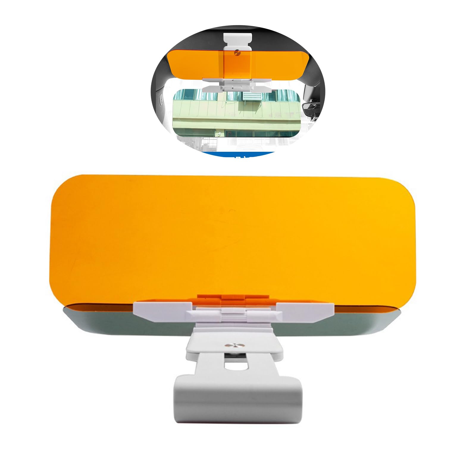 View 1 of 1 Pcs Car Sun Visor Extender Anti Glare Glasses, Yellow & Black Button Car Visor, Day and Night Anti-Glare Visor, 2 in 1 Anti-High Beam Goggles for Most Trucks Cars and Vans