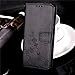 Samsung Galaxy J7 2017 Wallet Case,J7 V,J7 Perx,J7 Prime,J7 Sky Pro,Flower Embossed [Wrist Strap] [Credit Card Holder] Leather Wallet Flip Protective Case Cover for Samsung Galaxy J7 2017 (Black)