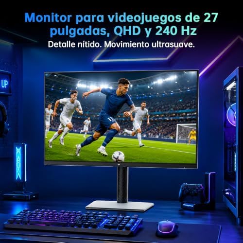 Monitor de gaming H27E6S 27 polegadas, QHD 2560 x 1440, 240 Hz (OC 275 Hz), IPS rápido, 1 ms, HDR400, FreeSync e G-Sync, cuidados oculares, VESA 100 x 100, suporte de ajuste de altura, HDMI 2.0, DisplayPort 1.4