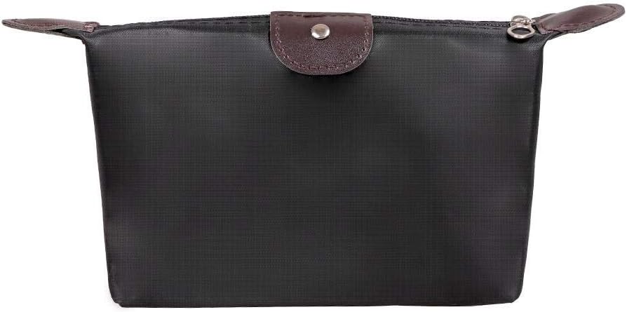 MSQ Makeup Bag Travel Cosmetic Organizer Cosmetic Bag Folding Waterproof Dumpling, Best for Travel Black