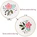 Unime Full Range of Embroidery Starter Kit with Partten, Cross Stitch Kit Including Embroidery Cloth with Color Pattern, Bamboo Embroidery Hoop, Color Threads, and Tools Kit (Posy)