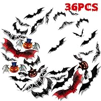 Sumille 3D Bats Wall Stickers Halloween Decal 36Pcs Art Decor for Haunted House Carnival Vampire and Batman Decoration