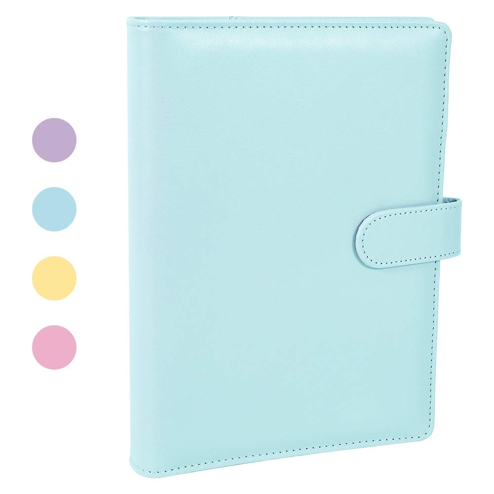 falllea A5 PU Leather Ring Binder, Refillable 6 Round Ring Binder Cover, Business Notebook Binder Notepad and Meeting Notebook, Travel Writing Notebook Diary Binder Cover(Blue)
