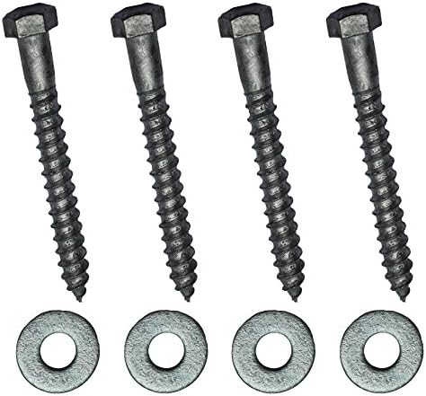 Backyard Recess - 3.5" x 3/8" Swing Hangers Galvanized Lag Screws and Washers