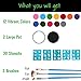 Mosaiz Face Makeup, Face Paint Kit, Halloween and Purim Makeup Palette, Facepaint Set, Face Painting Kit for Kids Party of 16 colors, 2 Metallic Silver and Gold, 3 Brushes 100 Stencils, 2 Hair Chalks