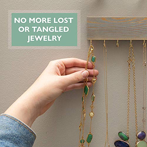 image for Ilyapa Wall Mounted Jewelry Organizer, Rustic Gray Wood - Earring, Bra