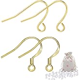 14K Gold Earring Hooks Hypoallergenic 200Pcs Ear Wires + Fish Hooks Jewelry Making Supplies Findings Nickel-Free with 200Pcs Clear Rubber Earring Backs for DIY Jewelry