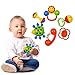Baby Rattle KAWO Newborn Toys Fun Cartoon Musical Flash Teether Handle and Rattle Play Toy Gift Set for Infant 6 Pieces -Colors May Vary