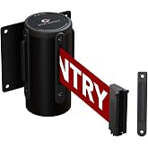 Crowd Control Warehouse Fixed Wall Mount Retractable Belt Barrier, 11 Ft | Red "NO ENTRY" Belt with Black Steel Case, CCW Series WMB-125 Anti-snapback Design with Slow, Braked Retraction.