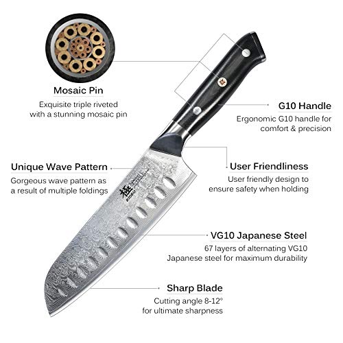 KYOKU Santoku Knife 7" Shogun Series Japanese VG10 Steel Core
