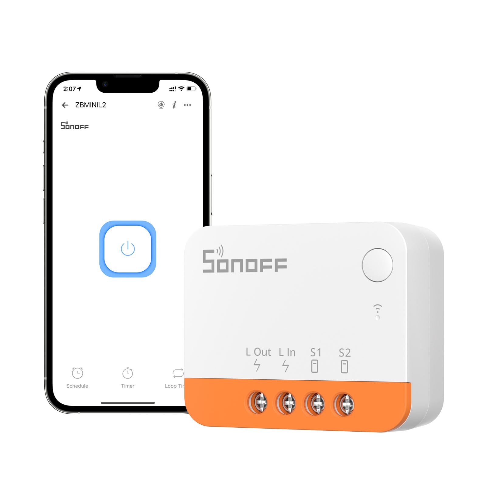 No Neutral Wire Required, SONOFF ZBMINIL2 Zigbee Smart Light Switch (2 Way), Works with Alexa, SmartThings Hub, Google Home&SONOFF ZBBridge-P, ZigBee Hub Required — image 1