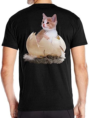 Aoaoozu8 Men Broken Egg Cat Cool Tees Black Size 3X