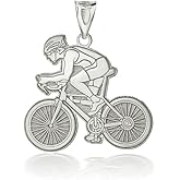 Bicycle Sports Charm Sterling Silver Personalized Name Cyclist Cycling Road Bike Sportsman Pendant