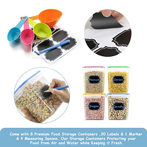 Cereal Container Food Storage Containers, Blingco Set of 8 (2.5L/85oz) Airtight Dry Food Storage Containers with Lids - BPA Free Plastic for Flour, Sugar, Cereal and Pantry Storage Containers - Thumbnail 3