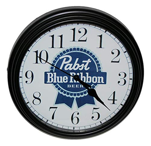Pabst Mantel Clock, White Frame, 8.75" Diameter, 1.5" Depth