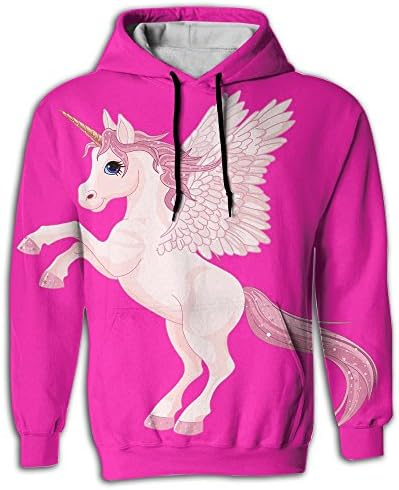 Yellow House Adult Pullover Hooded Sweatshirt Kangaroo Pocket 3D Full Print Unicorn Pink Design