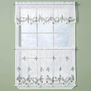 LORRAINE HOME FASHIONS Winter Pines Tier Curtain Pair, 56 by 24-Inch