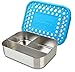 LunchBots Trio Stainless Steel Food Container - Three Section Design Perfect for Healthy Snacks, Sides, or Finger Foods On the Go - Eco-Friendly, Dishwasher Safe and BPA-Free - Aqua Dots