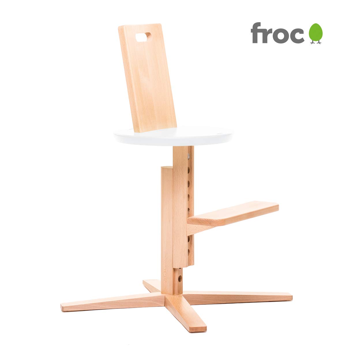 Froc Adjustable Natural Wood High Chair White