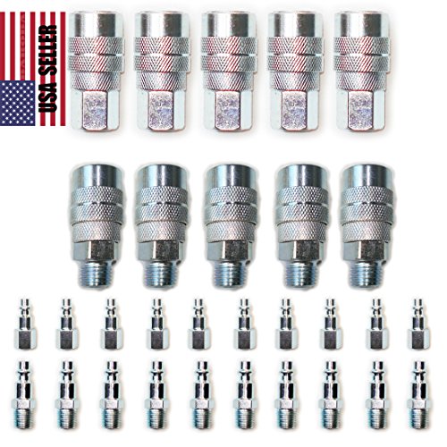30 pc Heavy Duty Quick Coupler Set Air Hose Connector Fittings 1/4 NPT Tools Plug