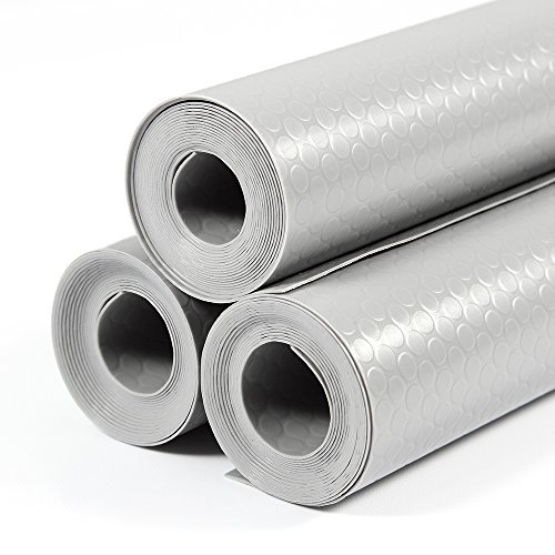 amorus 3 Rolls EVA Shelf Liners for Kitchen Cabinet Drawer Non-Adhesive Refrigerator Mats for Shelves Washable Pad Mat, 17.7 x 59 inches - Grey