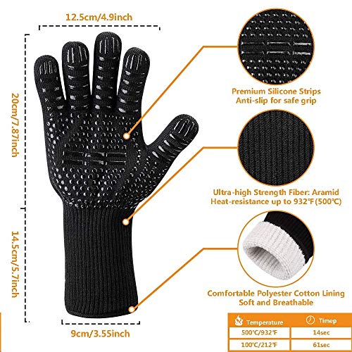 Oven Gloves 932°F Heat Resistant Gloves, Cut-Resistant Grill