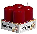 Bolsius Pillar Candles Wine Red, Pack of 4 Aprox 2x4 Inch