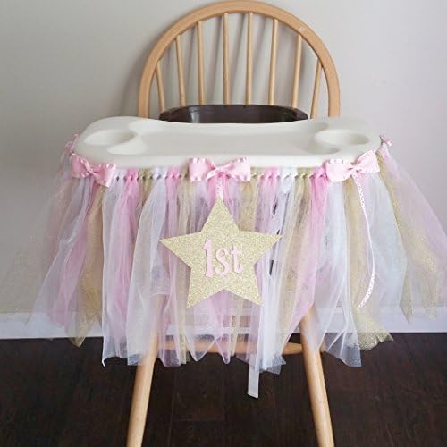 High Chair Tutu with Pink, Gold and White