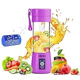 Portable Blender, OBERLY Smoothie Juicer Cup - Six Blades in 3D, 13oz Fruit Mixing Machine with 2000mAh USB Rechargeable Batteries, Ice Tray, Detachable Cup, Perfect Blender for Personal Use (FDA, BPA Free)