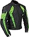 Milano Sport MJGAM0394LA Gamma Men's Motorcycle Jacket (Black/Green, Large)