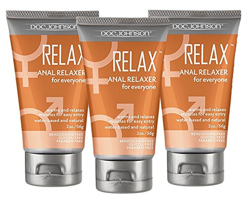 Doc Johnson Relax Anal Relaxer Water Based Sex Lubricant for Everyone Warms and Relaxes : Size 2 Oz. / 56 G. (Pack of 3)