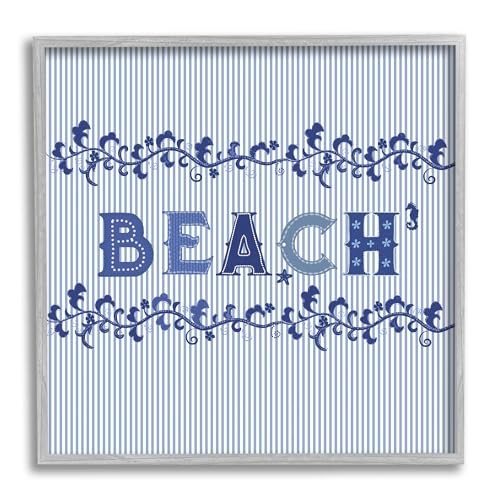 Stupell Industries Striped Beach Letters Framed Giclee Art by Sharon Lee