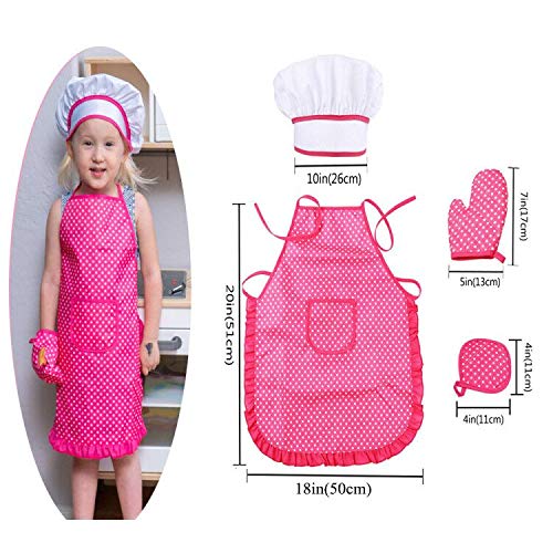Kids Chef Role Play Costume Set Includes Apron, Chef Hat for Little Girls Chef Set Toddler Dress