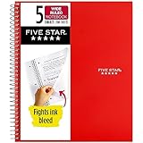 Five Star Spiral Notebook, 5 Subject, Wide Ruled