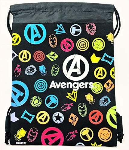 Marvel Avengers Endgame Drawstring Backpack Sling Tote School Sport Gym Bag (Black)