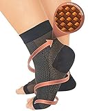 FitFeet Plantar Fasciitis Arch Support Copper Compression Socks (L/XL, Black)