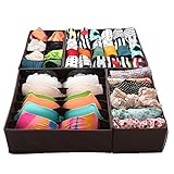 Finnhomy Foldable Storage Closet Bra Underwear Organizer Drawer Divider, 4 Sets, Dark Brown